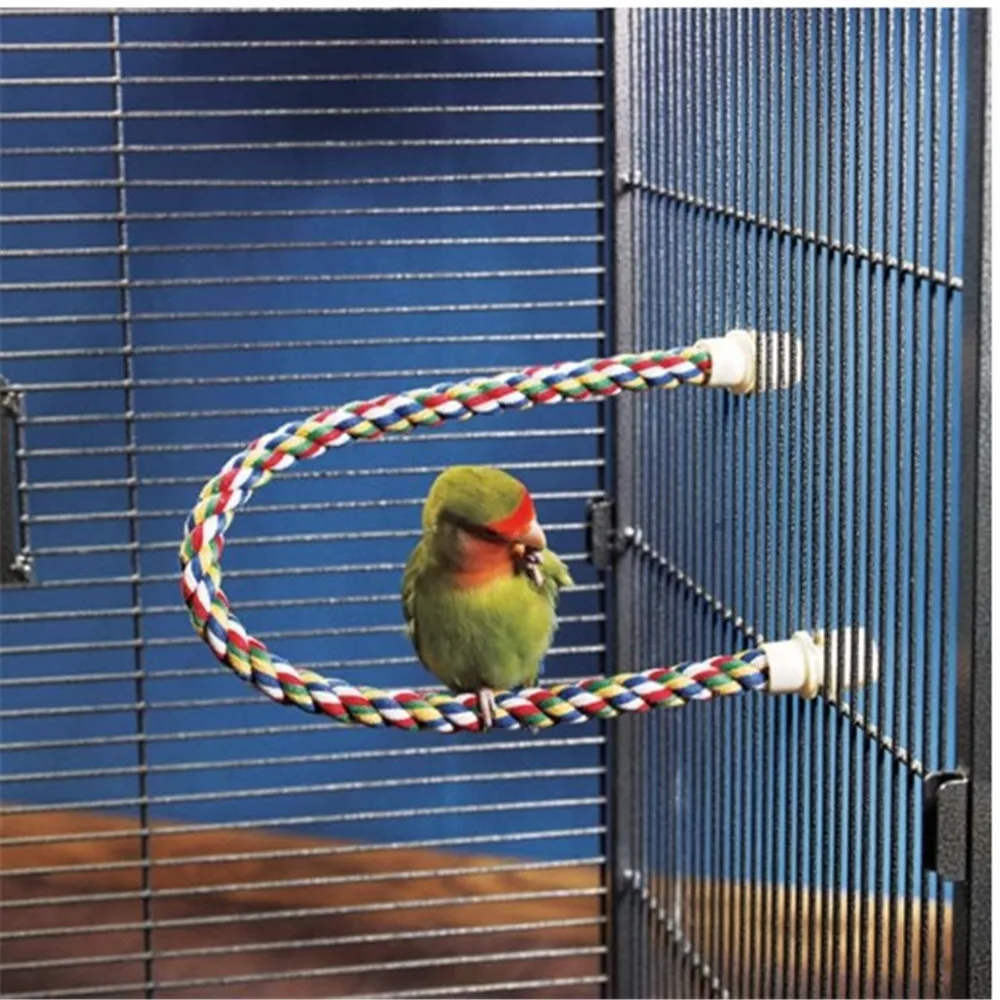 105/80/55/30cm Colorful Parrot Rope Hanging Braided Budgie Bird Cage Cockatiel Toy Pet Stand Accessories Ladder Swing Supplies