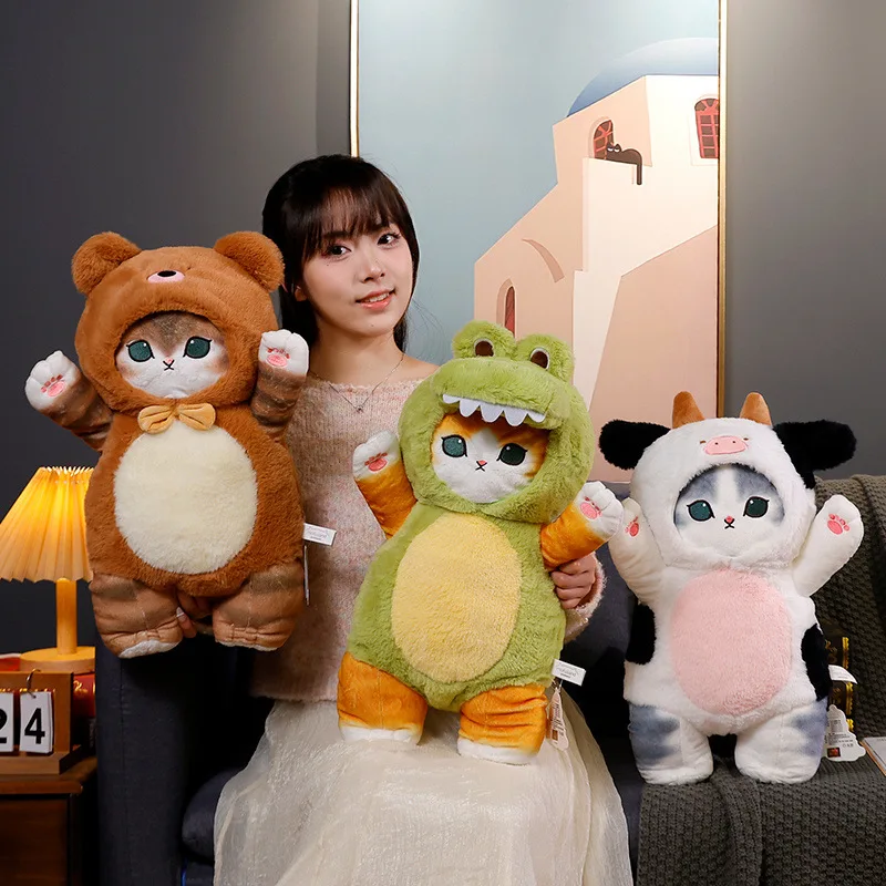 Genuine Mofusand Şirin Balık Kedi Kostümü 50 cm Büyüklüğünde Kawaii Yumuşak Peluş Oyuncak – Çocuklar İçin Doğal ve Eğlenceli Doğum Günü Hediyesi