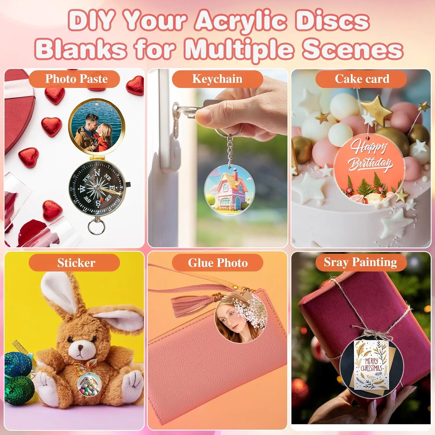 30 Pcs Clear Acrylic Circles 2 Inch Round Acrylic Discs Blanks Round Circle Blanks for Keychain Pendant DIY Craft Hanging Decor