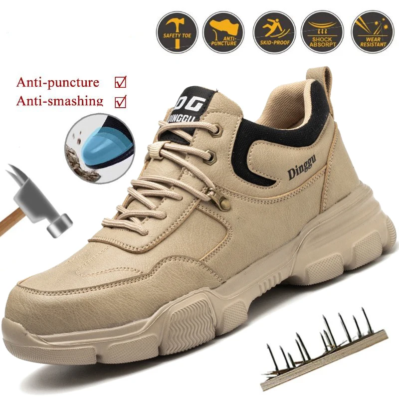 

Men Boots Kevlar Insole Anti-smash Work Sneakers Protective Shoes Work Safety Shoes Steel Toe Anti-puncture Indestructible