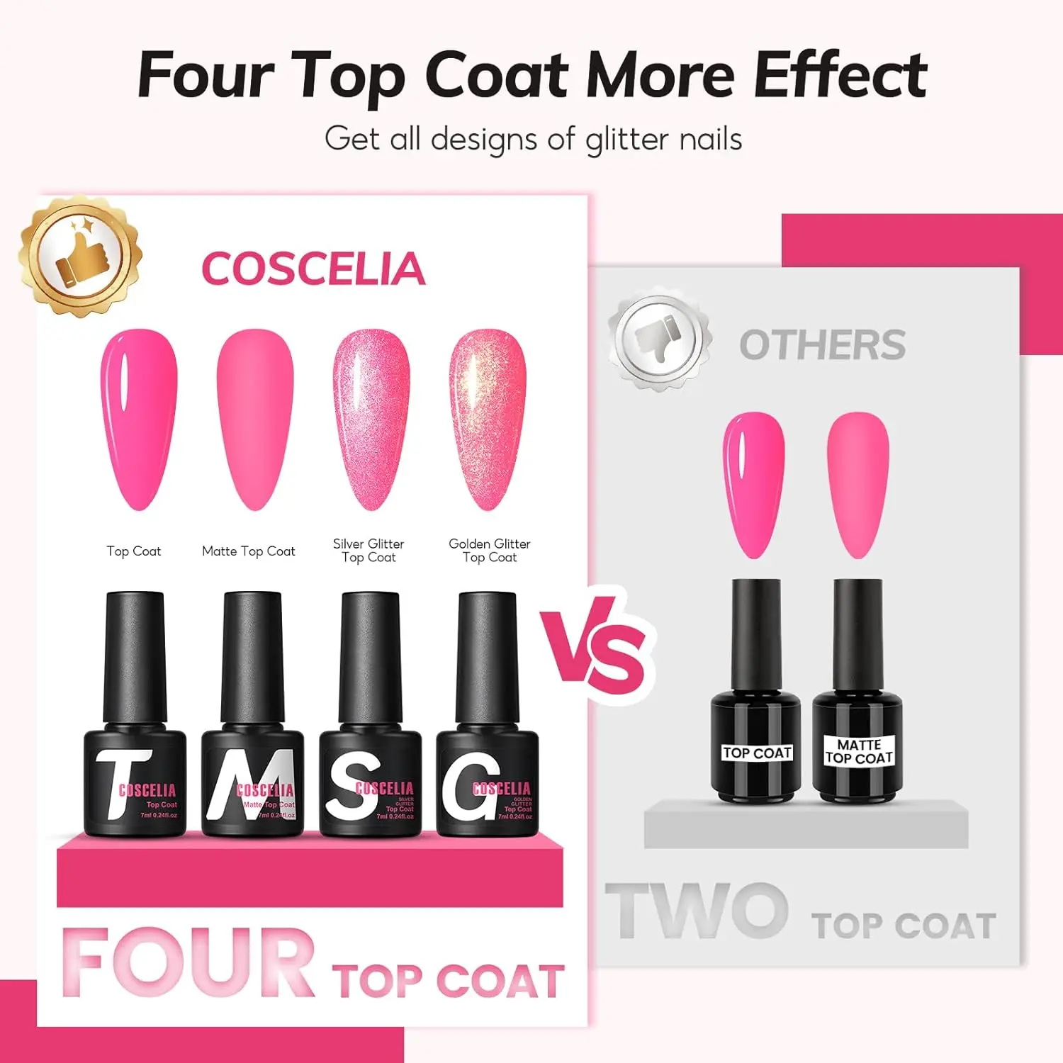 73개 젤 네일 폴리쉬 키트 (UV 램프 포함), 60가지 색상 & 쏙 오프 탑 베이스 코트, 글리터 라인스톤 매니큐어 스타터 DIY 선물