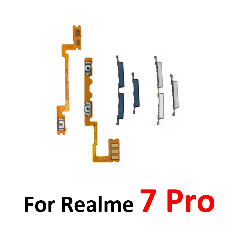 For Realme 7 Pro Phone New Housing Power Volume Button On Off Switch Key Internal Flex Cable Replacement Parts Blue Silver