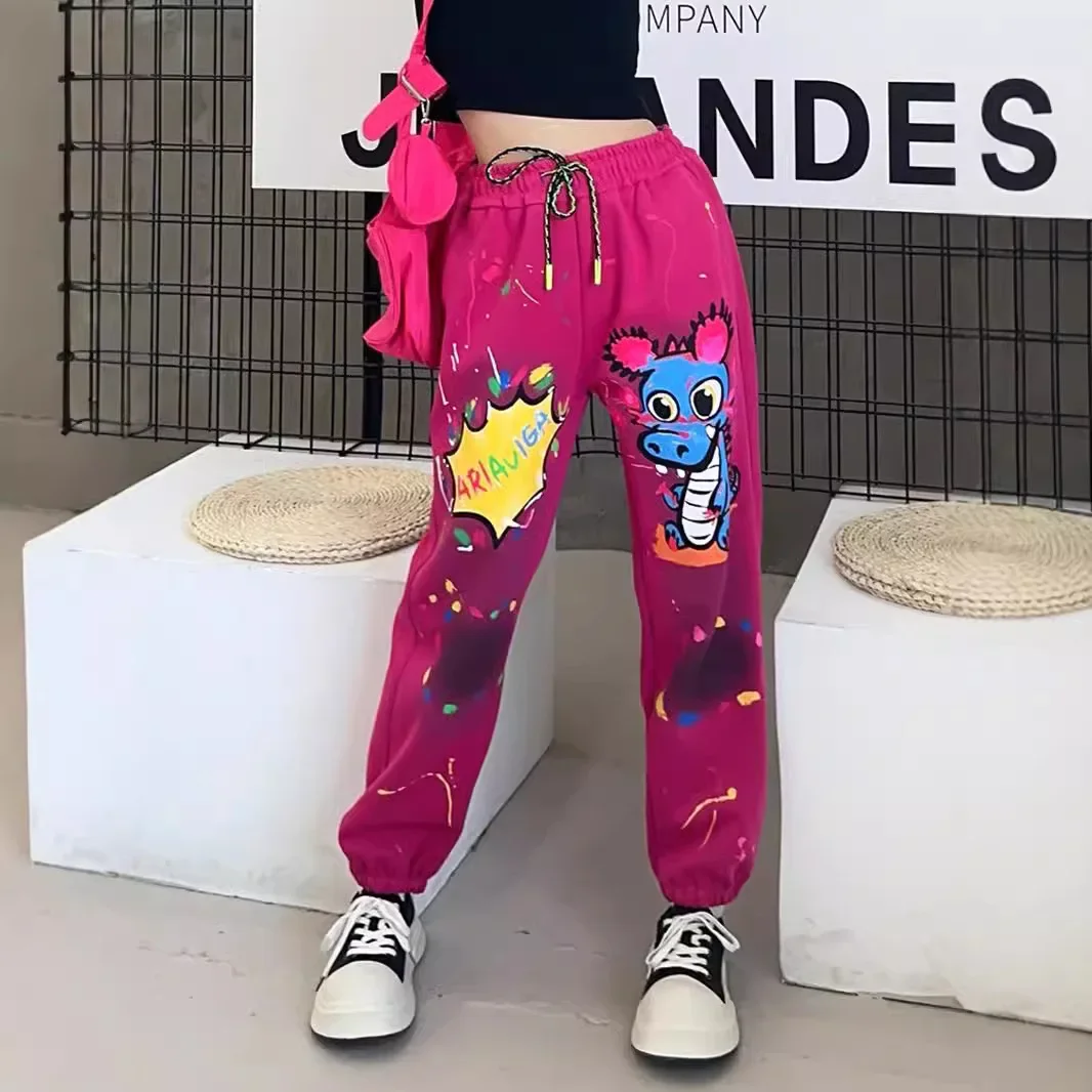 Pantaloni Casual Oversize versione coreana 2024 nuovi pantaloni sportivi Hip-hop con stampa Graffiti pantaloni sportivi larghi da donna primavera e autunno