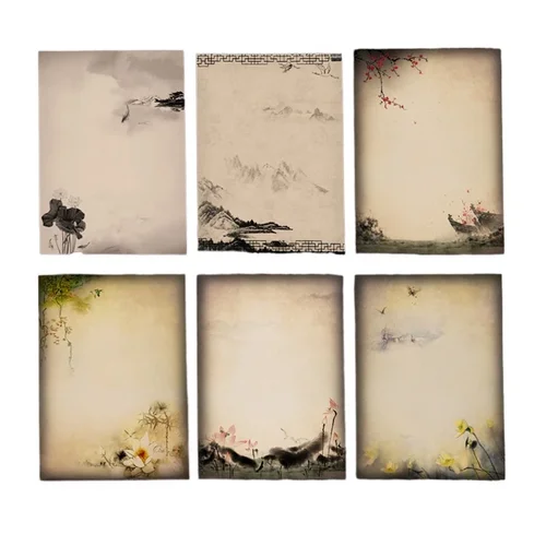 Imagen 2 del producto Juego de 8 hojas de papel Kraft Retro para escribir letras, papelería de estilo chino, Bloc de letras, papel de pintura, suministros escolares y de oficina