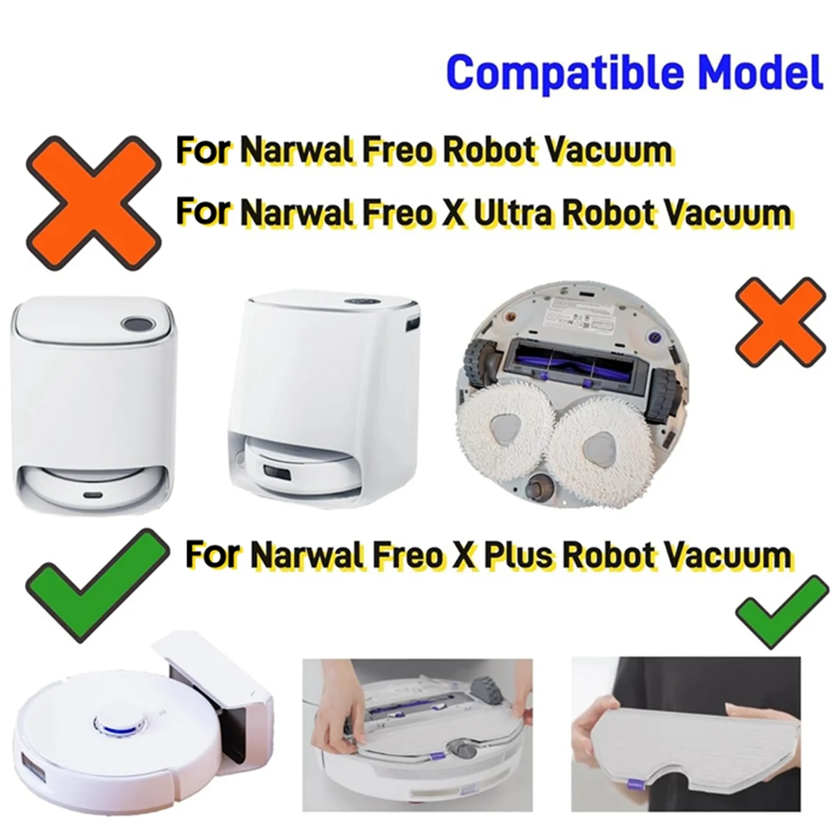 38PCS für Narwal Freo X Plus Roboter Vakuum Teile Wichtigsten Roller Seite Pinsel Filter Staubbeutel Mopp Tuch Zubehör