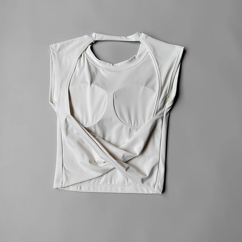 Yoga Short-sleeved Women's Fixed Chest Pad Running Gym Sexy Backless Short Training Sports T-shirt Waist Slimming Fitness Vest