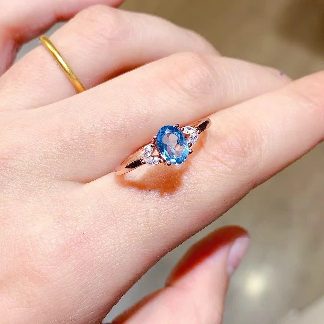 KJJEAXCMY High End Women's Ring Natural Topaz S925 Silver with Electroplating Boasting High Clarity Full Brilliance Gift