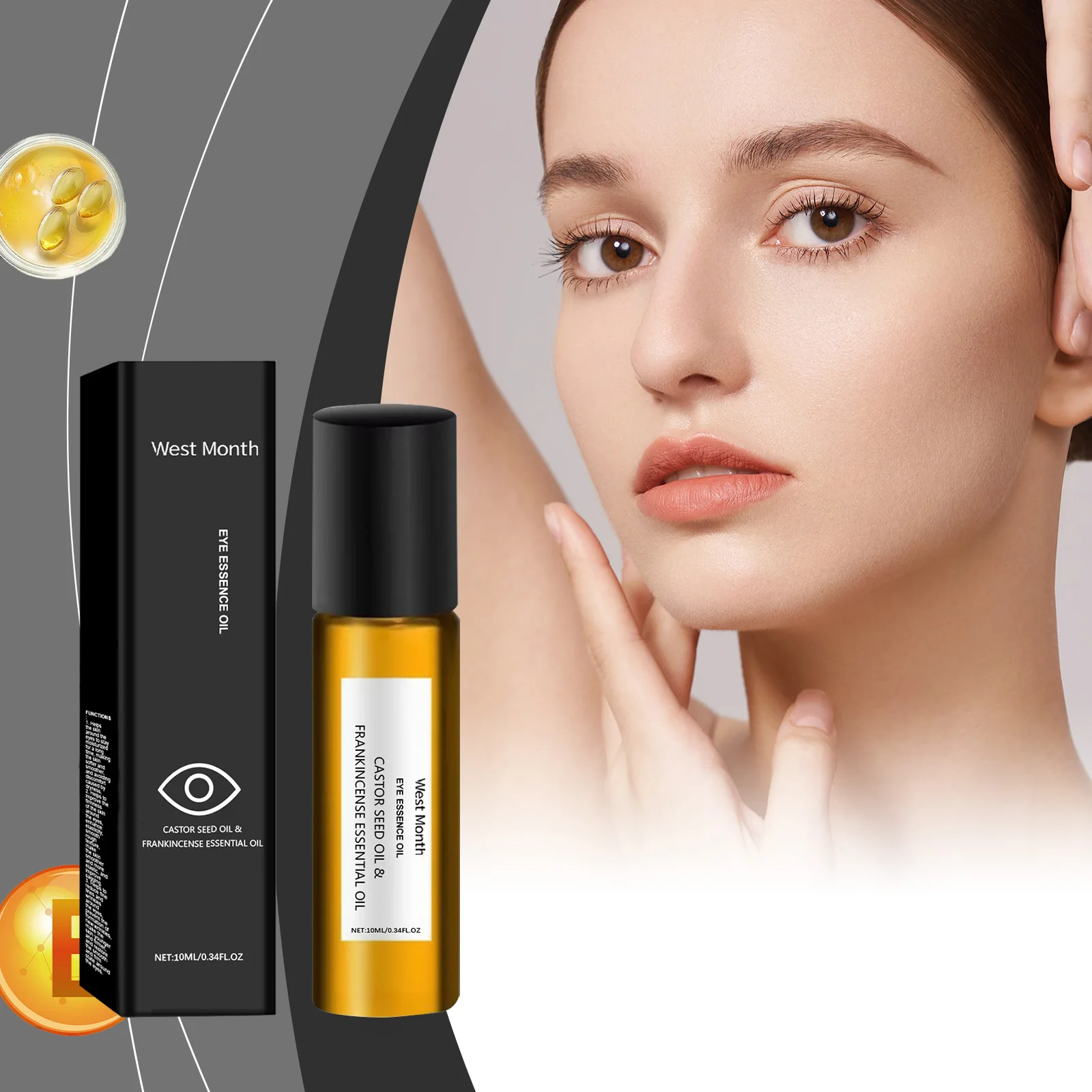 Olejek z nasion rycynu i kadzidła - naturalne serum na porost rzęs i brwi, leczenie cieni pod oczami, pielęgnacja przeciwstarzeniowa oczu
