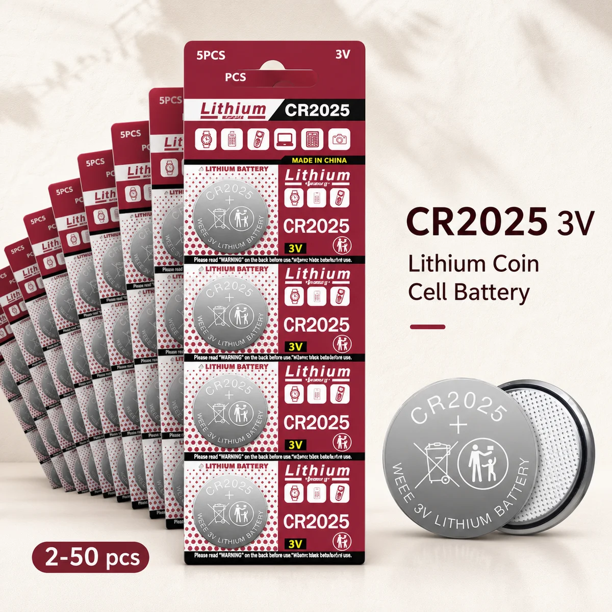 Lithium Coin Cell Battery CR1220 3V 100PCS Button Cell, DL1220 BR1220 ECR1220 For Car Key Remote Calculator Scale