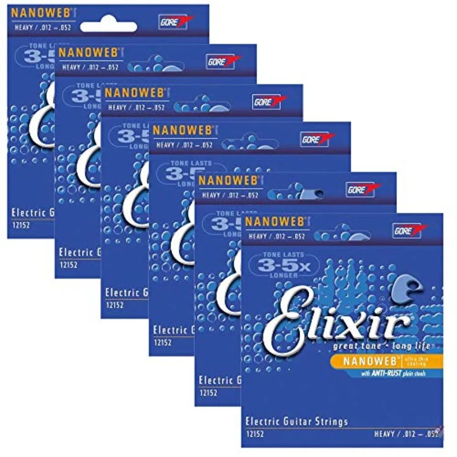 

Electric Nanoweb 12152 Heavy 12-52 Electric Guitar Strings 6-Pack with Bonus Polishing Cloth