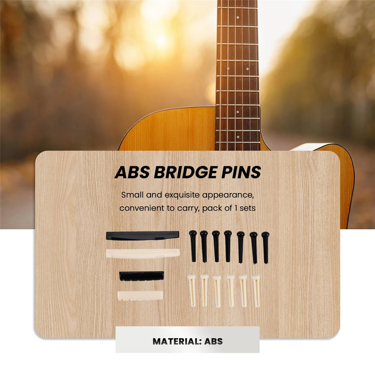 1 Sets Black and White ABS Bridge Pins & Saddle & Nut Replacement Parts for Acoustic Guitar