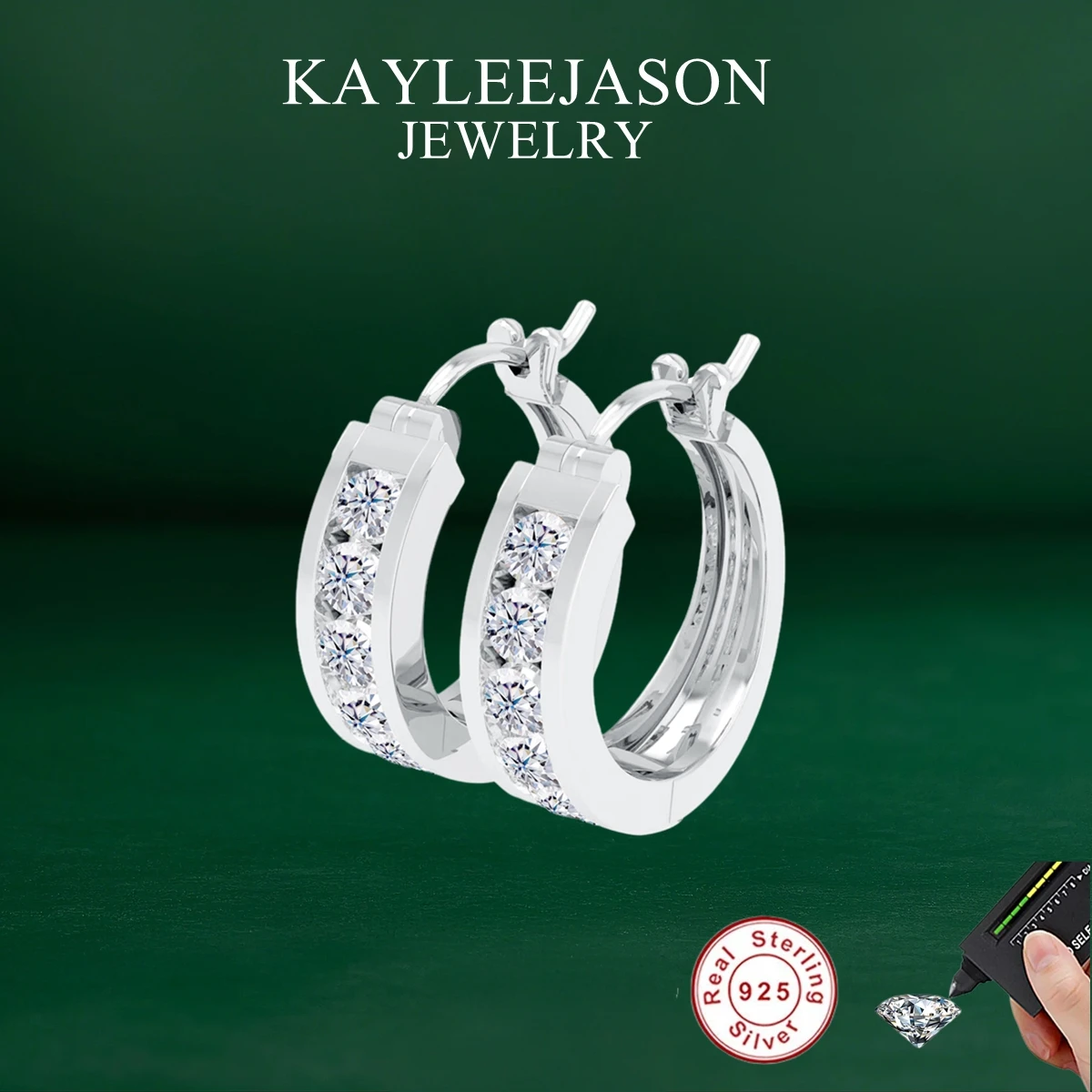 

925 Sterling Silver Moissanite Circle Earrings Minimalist Twist Round Hoop Ear Buckle Earring For Women Birthday Gift Daily Wear