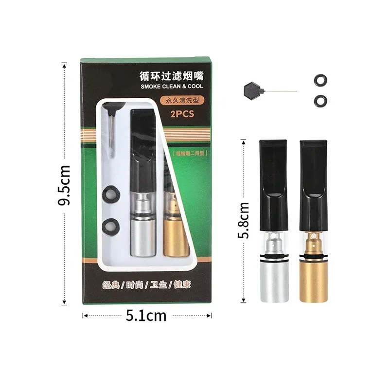 2023 New 2 Pcs/Box Cigarette Holder Filter Reduce Tar Cleanable And Reusable Recycling Mouthpiece Smoking Accessories