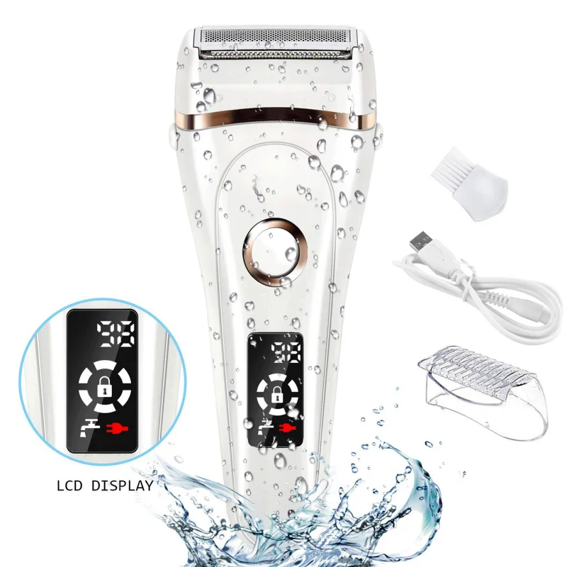 

USB Rechargeable Low Noise Women's Electric Shaver, 3-in-1 Painless Women's Shaver Wet & Dry Body Hair Remover Epilator Bikini