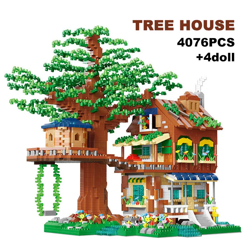 

4076PCS Tree House Idea MOC Building Blocks Forest Cabin Villa Garden Swing Architecture Model Micro Assemble Brick Gift Kid Toy