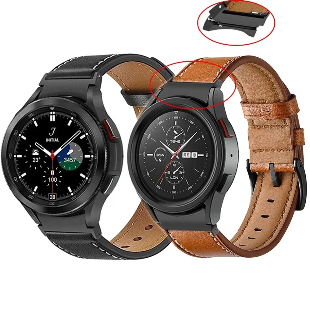 Ремешок кожаный для Samsung Galaxy Watch 6 Classic, браслет для Samsung Galaxy Watch 4/5/6 44 мм 40 мм, 20 мм
