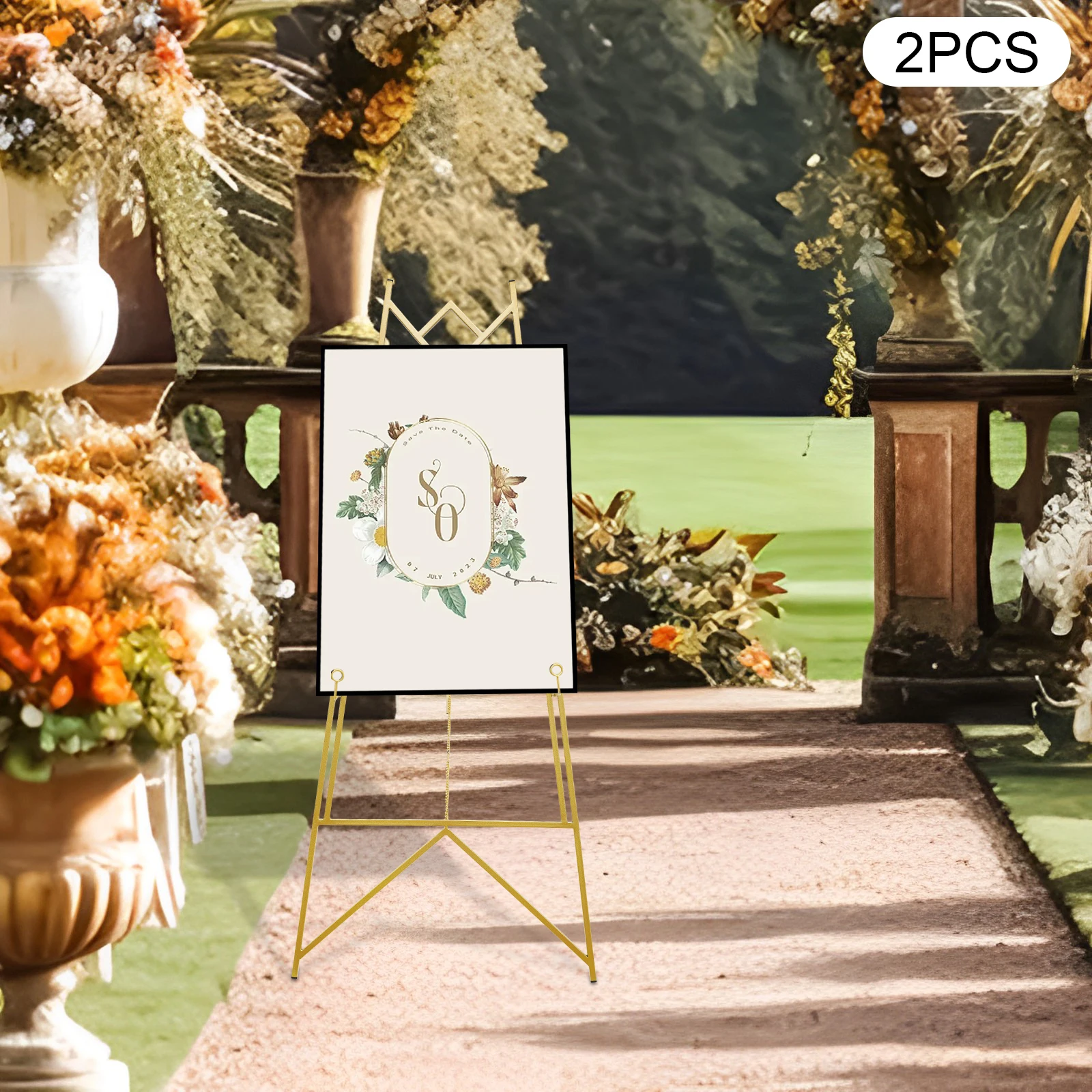 Adjustable Easel Stand 2 Pack Heavy Duty Steel Poster Display Stand Detachable Photo Frame Holder for Party Wedding Exhibition Decor