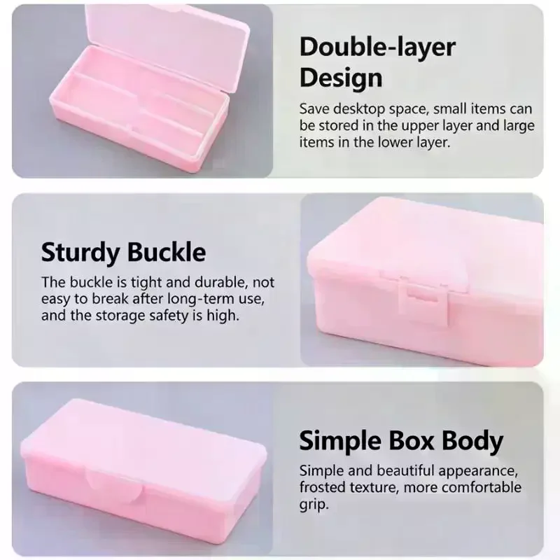 1PCS Double Layer Frosted Nail Storage Box Removable Tray Large Capacity For Home Manicure Salon Use Nail Tool Organizer Case