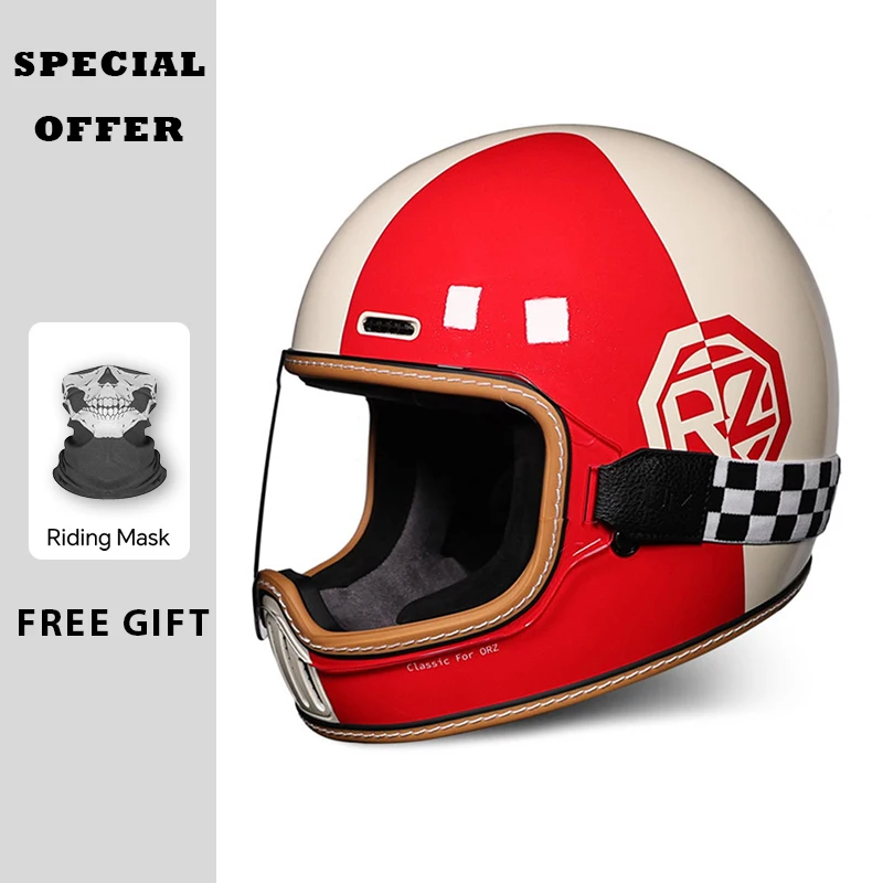 Retro Motorrad Vollhelme DOT Alle Jahreszeiten Racing Vintage Integralhelm Reiten Capacete De Moto Männer Motorradzubehör
