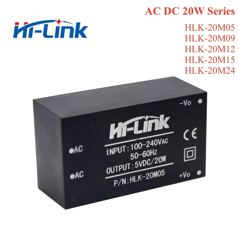 Módulo de fuente de alimentación aislado, interruptor reductor de conmutación, HLK-20M05, 20M09, 20M12, 20M15, 20M24, AC DC 220V, 5V/9V/12V/15V/24V, 2 unidades por lote