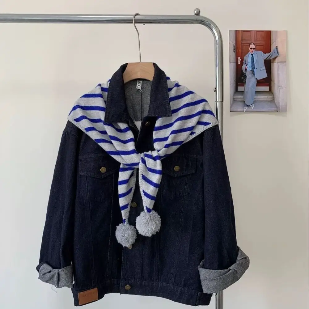 Elegant Plaid Triangular Knitted Shawl Thicken Long Wool Scarf Warm Korean Style Winter Cashmere Scarves Women/Men