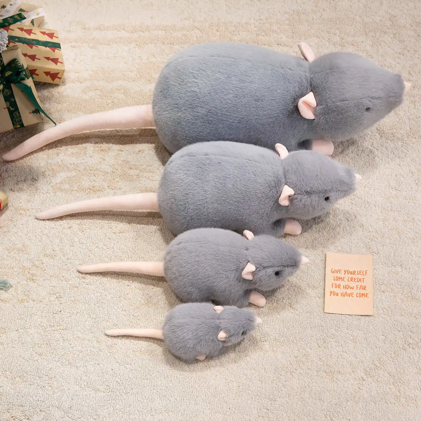 30-100 Cm Super Zachte Pluche Gesimuleerde Muis Gevulde Pop Levensechte Dier Speelgoed Voor Kinderen Grote Maat Gevulde rat Mascotte Gift