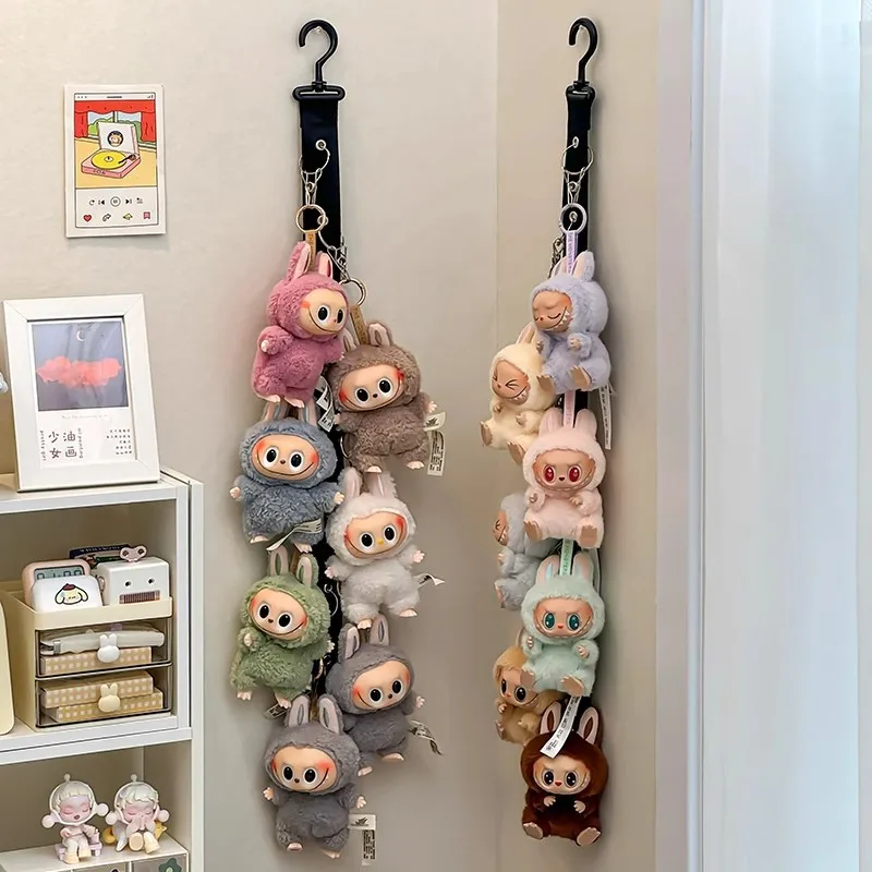 Labubu Cartoon Doll Hanging Storage Rack - 8-Hook Design, Door & Wall Mount Organizer for Labubu Accessories & Dolls