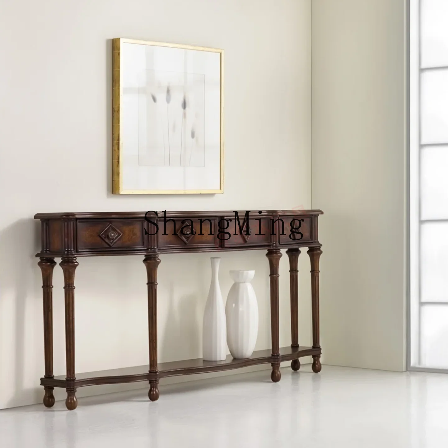 

FG solid wood entrance table retro old entrance table entrance hall wall decorative cabinet