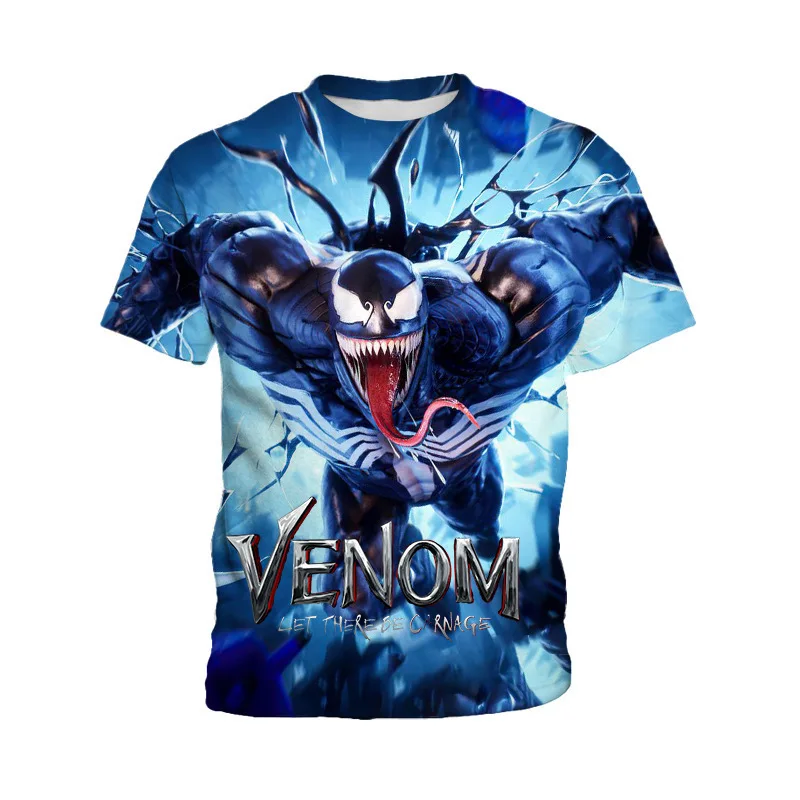 MINISO Men's T-shirt Venom Boy T-shirt 3D Marvel Printed Short Sleeve New Fashion Men's T-shirt Summer Oversized Men's Clothing