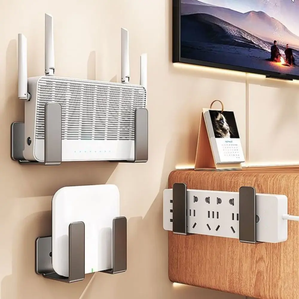 Wall Mount Router Power Strip Holder No Drill Carbon Steel Wifi Placement Rack Space Saving Multifunctional Wall Support Bracket