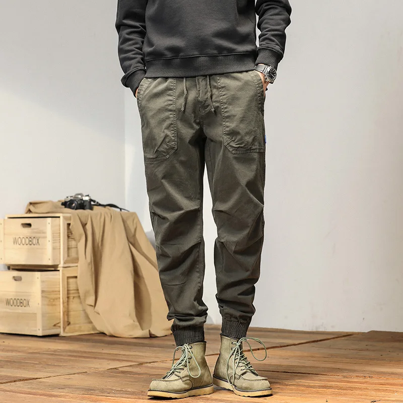 

Модные мужские брюки свободного кроя, повседневные элитные сенсорные брюки с карманами-карго, дышащие хлопковые длинные брюки
