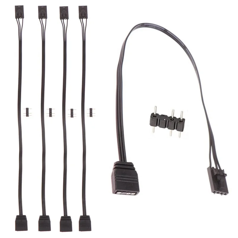 Cable adaptador para Corsair, conector RGB de 4 pines a ARGB estándar de 3 pines y 5V, 5 piezas, 25cm