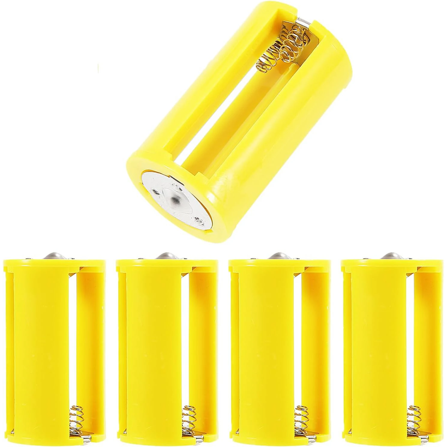 5 قطعة 3 AA إلى D محول بطارية AA إلى D حامل محولات البطارية 1.5 فولت صندوق إخراج 3 AA إلى 1 D محول أصفر #1