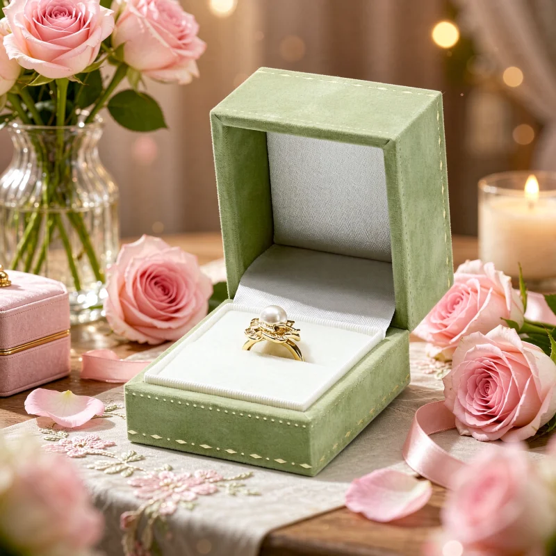 Luxury velvet jewelry box, high-end ring storage box, perfect for storing and displaying jewelry for weddings and holidays