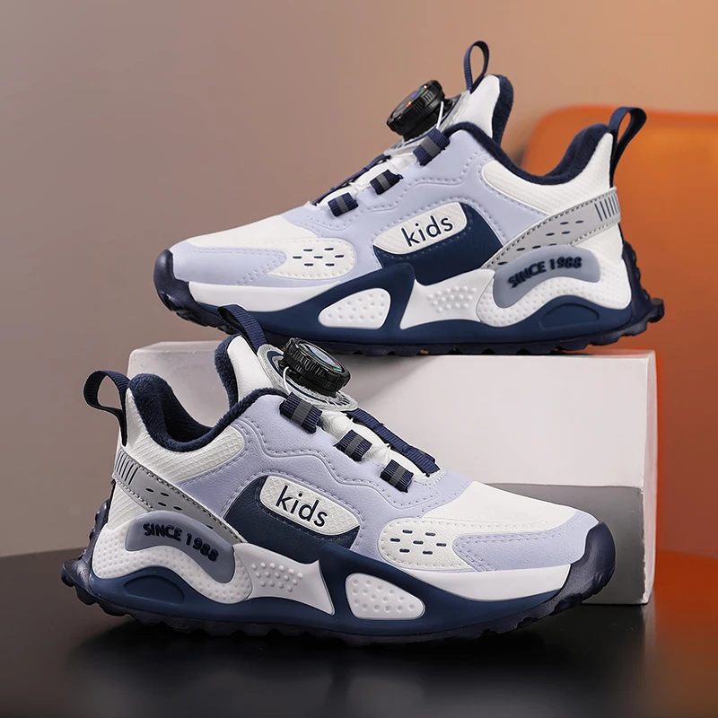 

2025 осенне-зимние детские кроссовки на флисовой подкладке, теплая обувь для мальчиков и девочек, удобная повседневная обувь для бега на мягкой подошве, От 3 до 8 лет