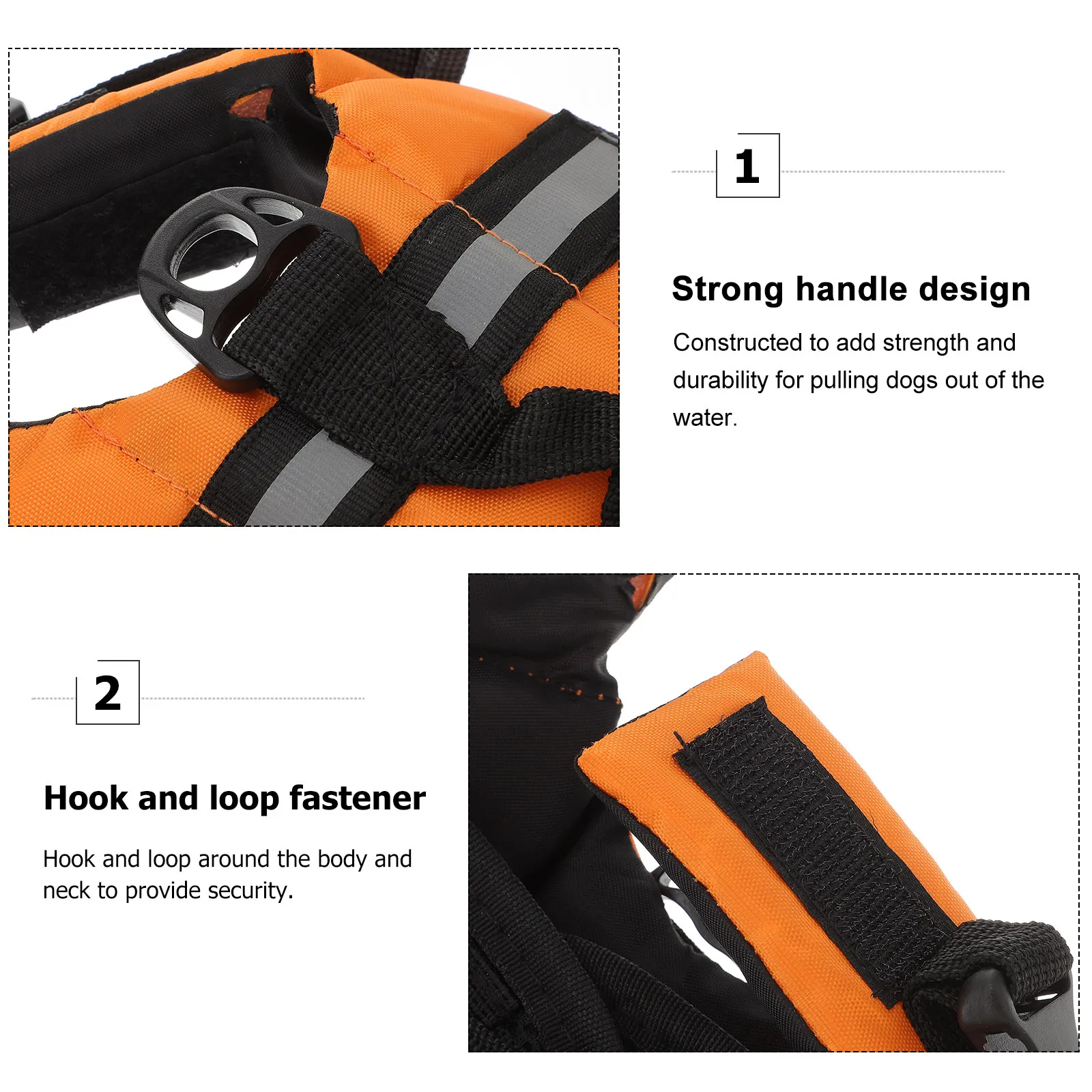 Dog Life Jacket Orange XXS Pet Swimming Vest with Reflective Strips and Grab Handle for Pool Safety