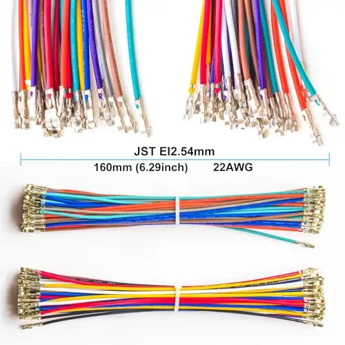 2.54 Female Connectors and 22AWG Cables JST 2.54mm Connector Kit,2.54mm 2 * 2/3/4/5/6/7/8/9/10Pin Housing (YO-2.54mm)