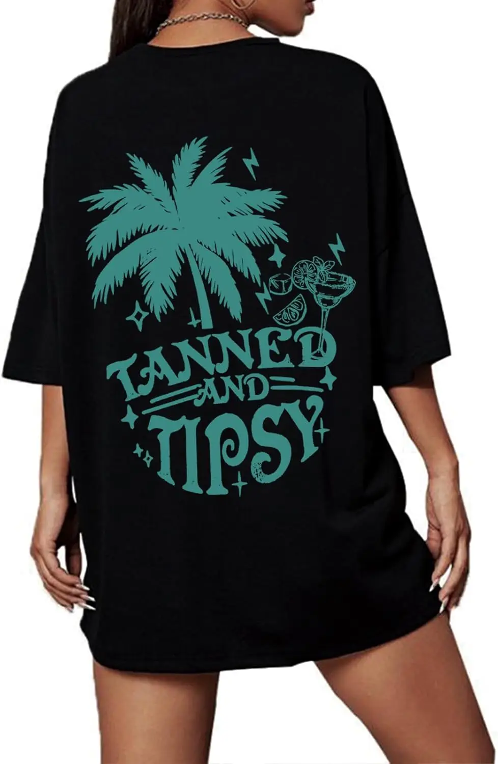 Tanned and Tipsy Shirt Women Oversized Summer Beach T-shirt