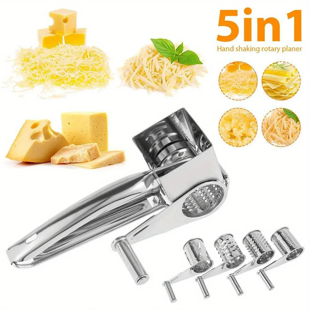 5-in-1 Stainless Steel Hand-Cranked Rotary Cheese Grater Ginger Shredder Kitchen Tool Kitchen assessories French fry cutter