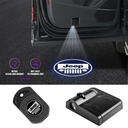 2PCS Wireless Door Led Welcome Light Projection Lamp Light decorative Auto accessories For Jeep Compass Renegade Wrangler jk
