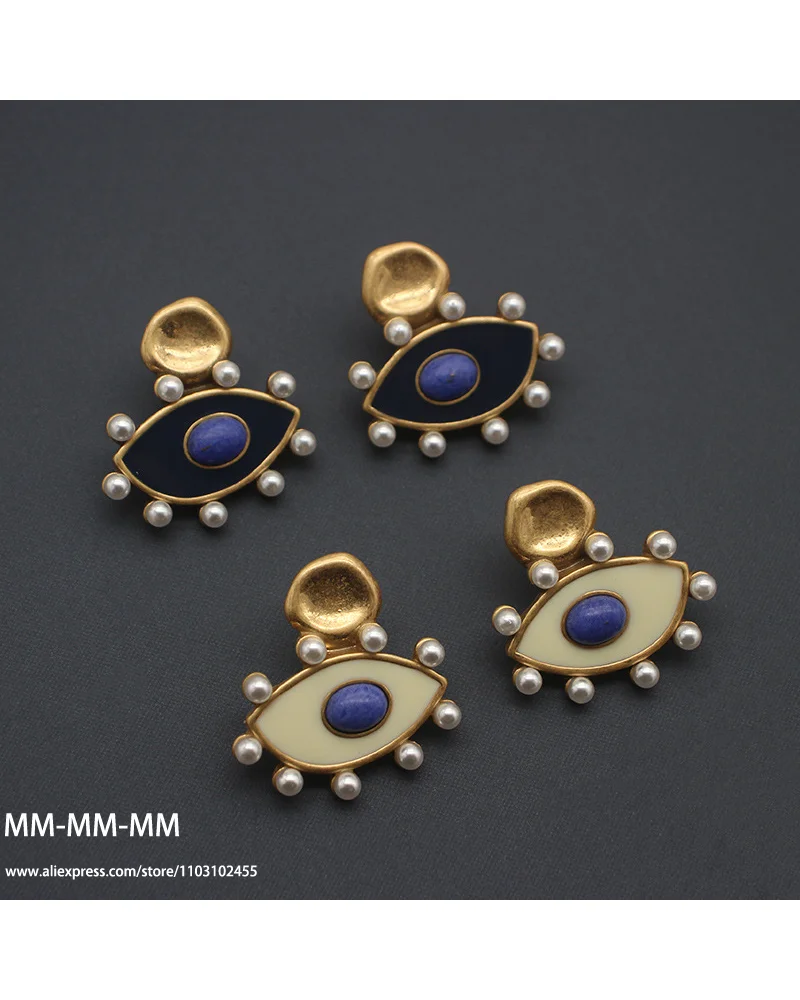 MM Retro Eye Stud Earrings for Cool Women Girls 2023 Tactile High Quality Trendy Punk Designer vintage Jewelry pearl vintage