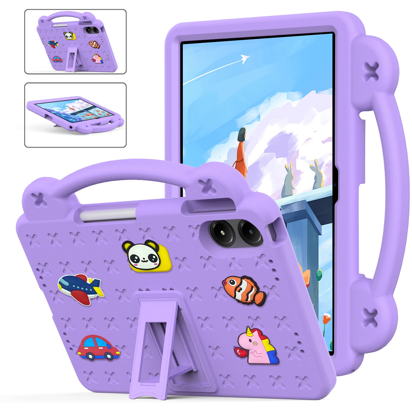 

Cute Bear Kids Funda EVA Case For Walmart Onn 12.1 Tablet Pro 2024 Model 100146663 Built-in Kickstand Cover With Portable Holder