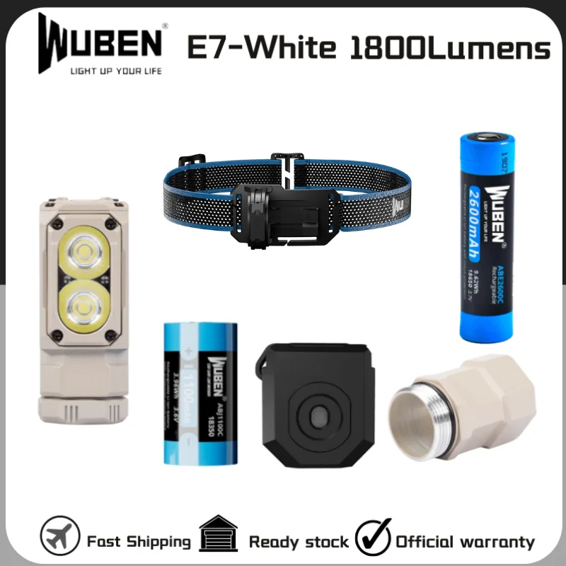 melhor farol recarregavel 1800 lumens inclui uma bateria 26650 branco branco frio wuben e7 01