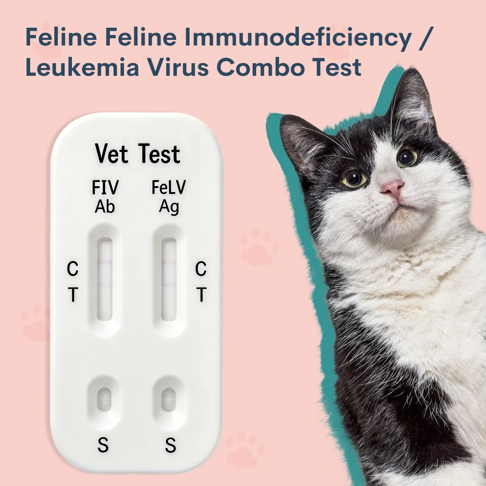 2-in-1 FIV/FeLV Cat Virus Test Kit - Quick 10-Min Home Screening for Feline Immunodeficiency & Leukemia, Easy-to-Use Accurate