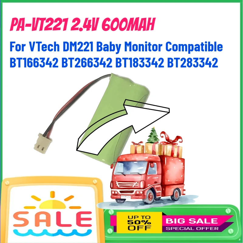 

PA-VT221 2.4V 600mAh Rechargeable Battery for VTech DM221 Baby Monitor Compatible BT166342 BT266342 BT183342 BT283342 Batteries