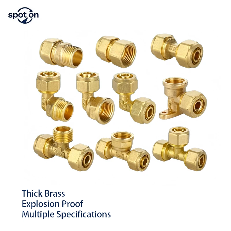 Aluminum Plastic Pipe Copper Joint 4-Point Directly Curved Three-Way Four-Point Copper Pipe Solar Hot Water Heater Accessories