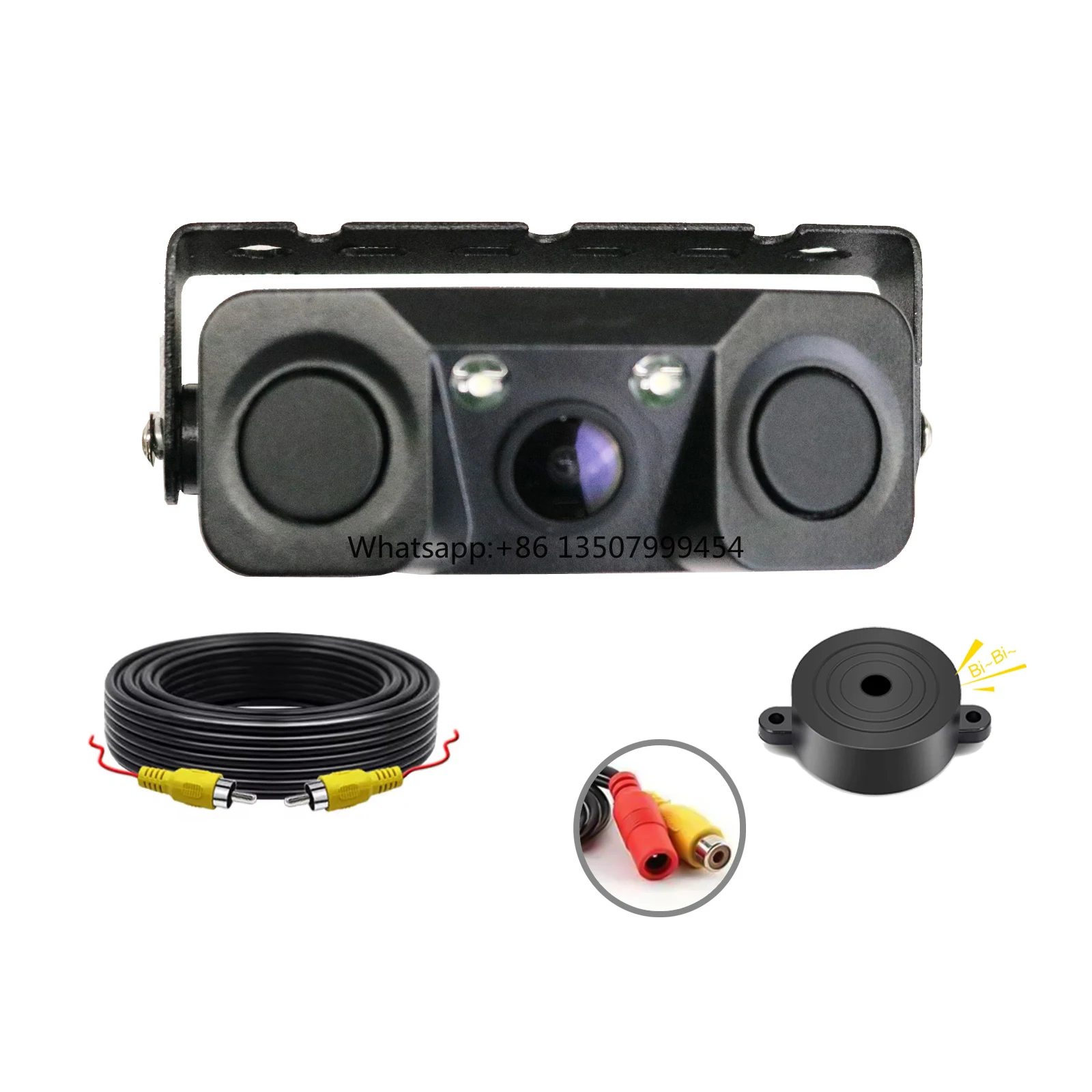 All-in-One Car Reverse Aid with Sound Parking Radar Sensor & Visual Backup Camera Waterproof 3-in-1 Clear Radar Image AHD / CVBS