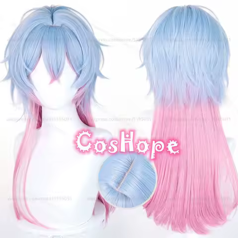 Miku Rabbit Hole Cosplay Male Wig 65cm Blue Pink Gradient Wig Cosplay Anime Heat Resistant Synthetic Wigs for Halloween Costume