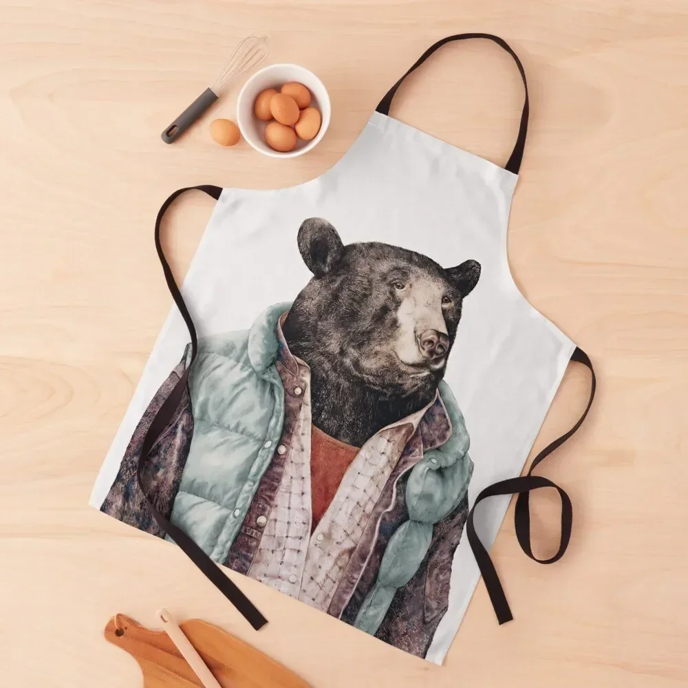 

Black Bear (Green) Apron Cute Kitchen Accessories chefs Kitchen Man painters Apron