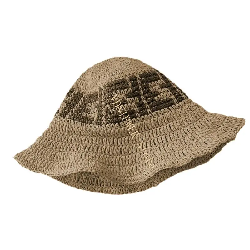 Hand thêu chiếc mũ rơm có thể gập lại rộng có vành nhẹ móc ngoài trời mũ Sun Hat D08e